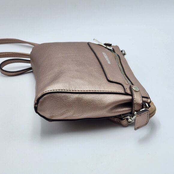 Liz Claiborne Elly Rose Gold Metallic Convertible Wristlet Crossbody Bag - Picture 2 of 9